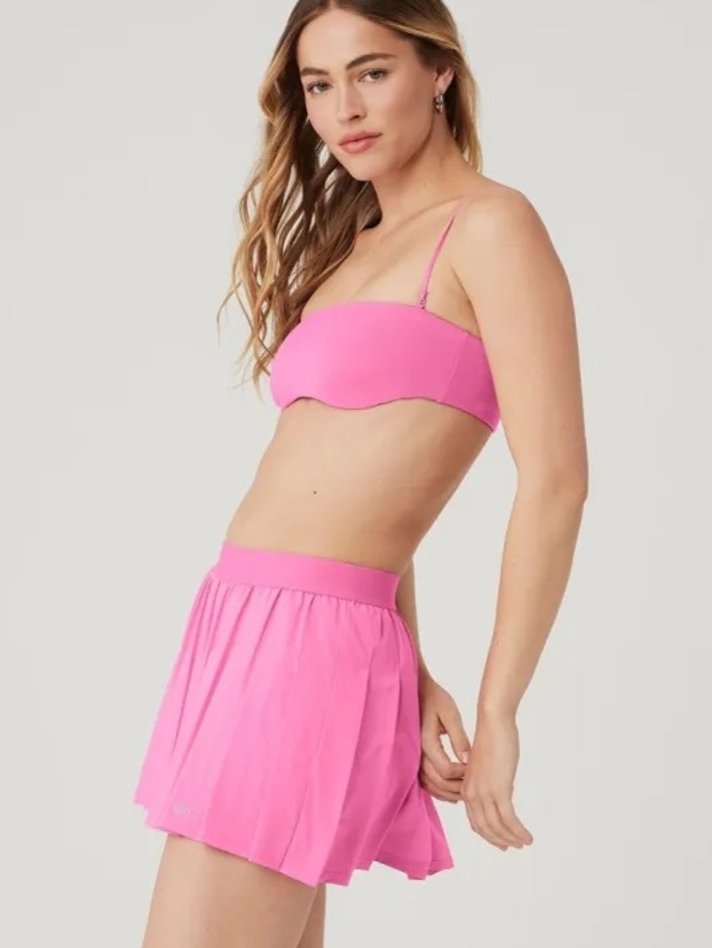 Alo Yoga Airbrush Socialite Bandeau Bra Paradise Pink Size-L - Picture 3 of 8